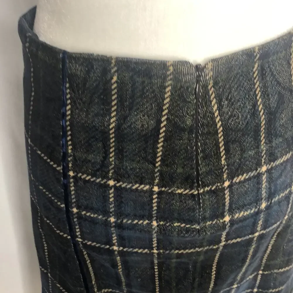 Bye plaid blue and brown midi skirt